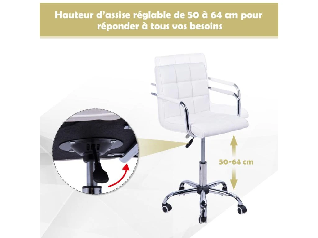 Chaise De Bureau WHITE Blanc – Image 7