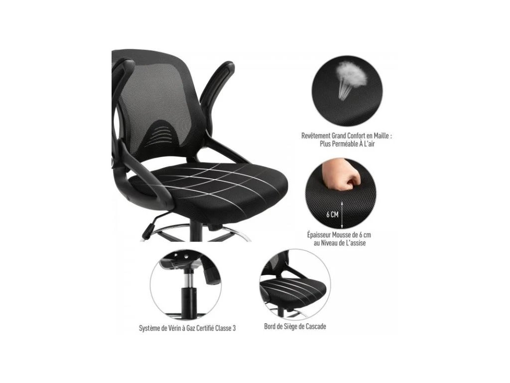 Fauteuil De Bureau Assise Haute Jenny Noir – Image 9