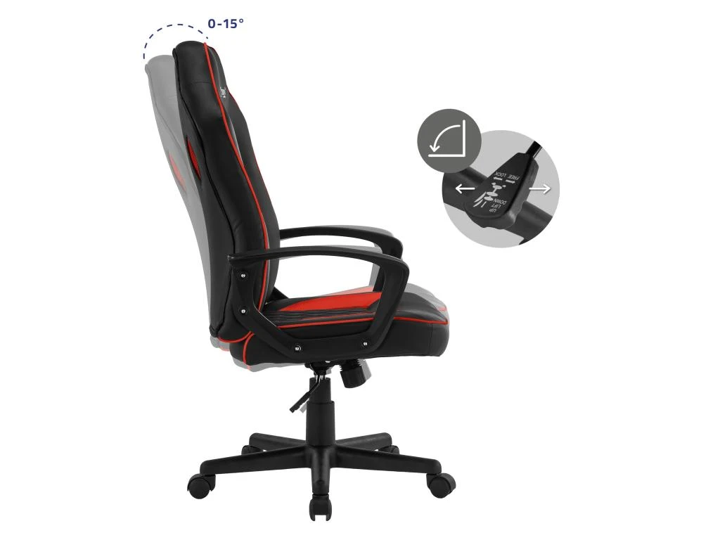 Chaise De Gamer Avec Fonction Bascule Assise Large Noir/rouge En Similicuir ML-Design – Image 4