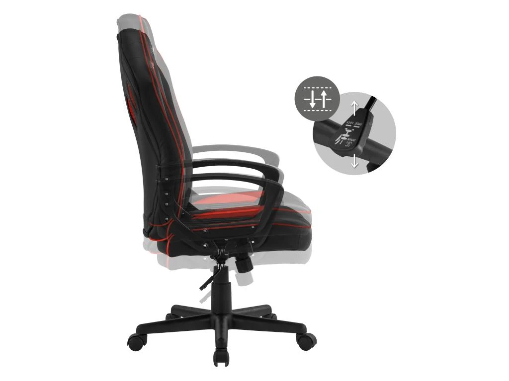 Chaise De Gamer Avec Fonction Bascule Assise Large Noir/rouge En Similicuir ML-Design – Image 5