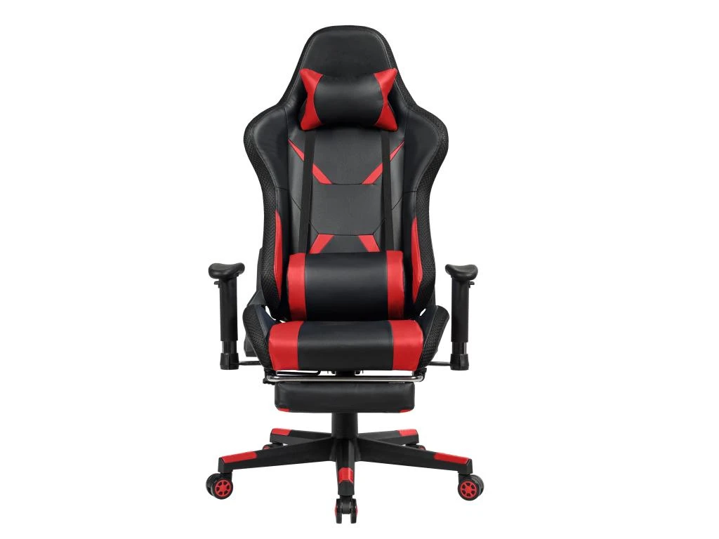 Chaise Gaming Fauteuil De Bureau Hauteur Ajustable Et Dossier Inclinable Repose Pieds Inclus Rouge 20_0000395 – Image 2