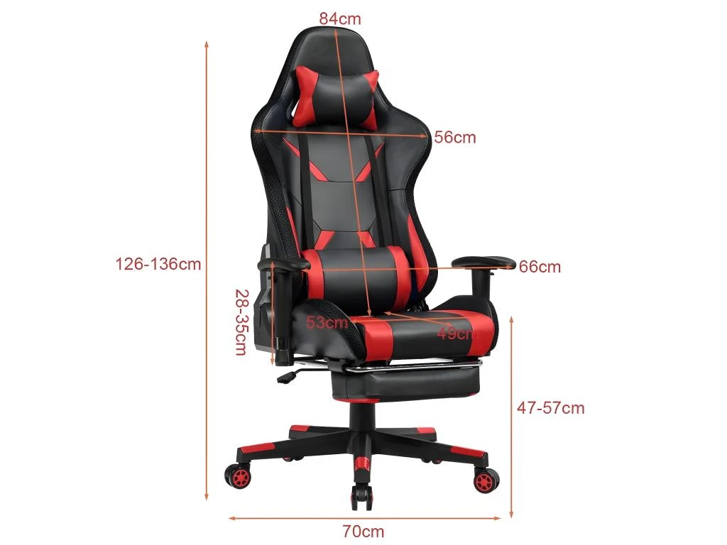 Chaise Gaming Fauteuil De Bureau Hauteur Ajustable Et Dossier Inclinable Repose Pieds Inclus Rouge 20_0000395 – Image 5