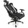 Chaise Gaming De Bascule, Siège Gamer Pivotante Ergonomique, Support Lombaire Et Poche Blanc