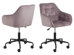 Brooke Chaise De Bureau En Velours, Rose.