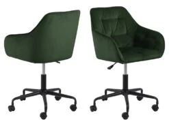 Brooke Chaise De Bureau En Velours, Vert.