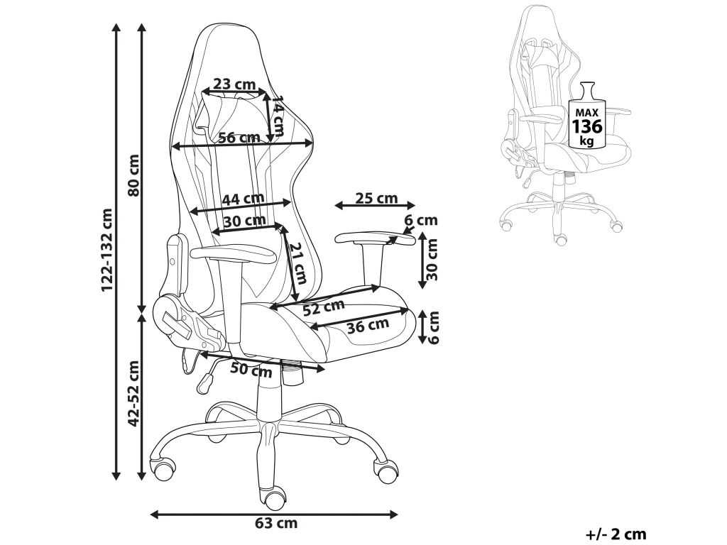Chaise De Gamer En Cuir PU Noir Avec LED GLEAM – Image 3