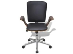 Fauteuil Chaise Chaise De Bureau Rotative En Bois Cintré Avec Revêtement En Faux Cuir 0502045