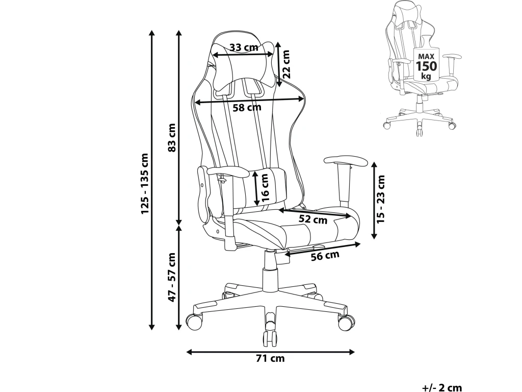 Chaise De Bureau Noire Et Bleu Foncé GAMER – Image 5