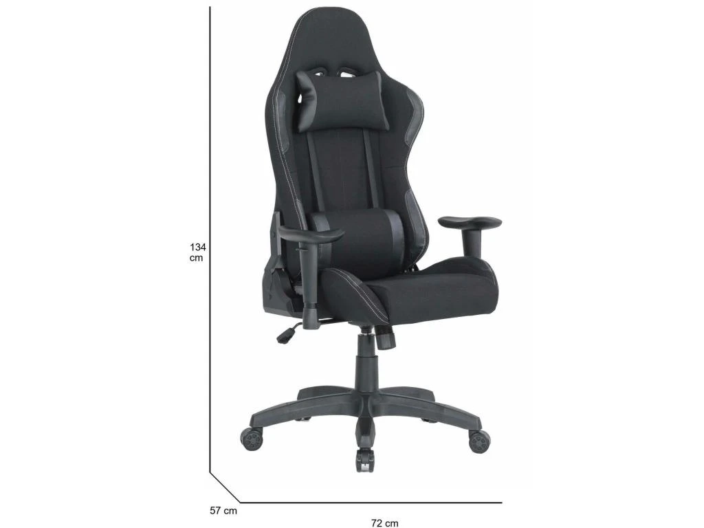 Chaise De Jeu Bundaberg, Fauteuil De Jeu Pour Adultes, Chaise De Bureau, 57x72h124/134 Cm, Noir