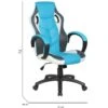 Chaise De Jeu Caloundra, Fauteuil De Jeu Pour Adultes, Chaise De Bureau, 66x61h104/114 Cm, Bleu Ciel Et Blanc