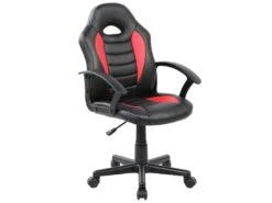 Chaise De Jeu Hervey, Fauteuil De Jeu Pour Enfants, Chaise De Bureau, 56x55h89/100 Cm, Noir Et Rouge