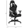 Chaise De Jeu Bundaberg, Fauteuil De Jeu Pour Adultes, Chaise De Bureau, 57x72h124/134 Cm, Noir Et Blanc