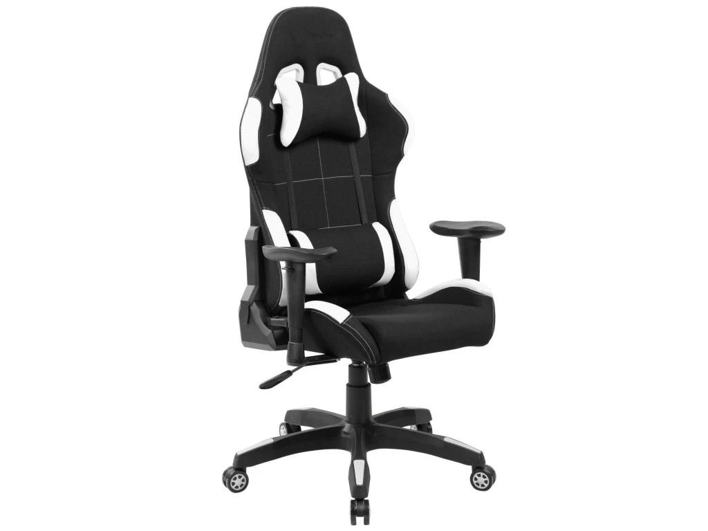 Chaise De Jeu Bundaberg, Fauteuil De Jeu Pour Adultes, Chaise De Bureau, 57x72h124/134 Cm, Noir Et Blanc – Image 2