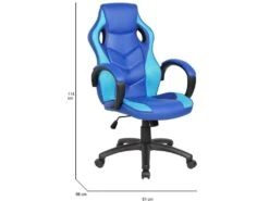 Chaise De Jeu Caloundra, Fauteuil De Jeu Pour Adultes, Chaise De Bureau, 66x61h104/114 Cm, Bleu Et Bleu Ciel