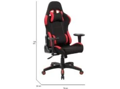 Chaise De Jeu Daren, Fauteuil De Jeu Pour Adultes, Chaise De Bureau, 57x72h124/134 Cm, Noir Et Rouge