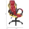 Chaise De Jeu Darlanc, Fauteuil De Jeu Pour Adultes, Chaise De Bureau, 66x61h104/114 Cm, Rouge Et Jaune