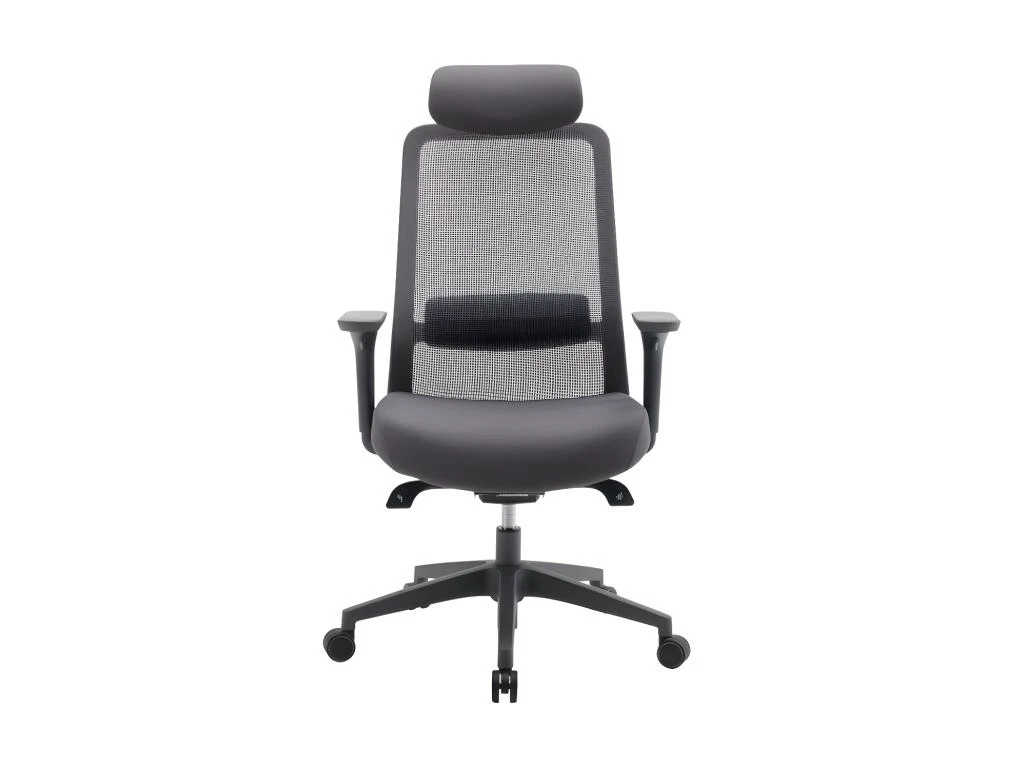 Fauteuil De Bureau Ergonomique Professionnel - Avec Têtière - Nylon Et Tissu - Gris - BANKANO – Image 2
