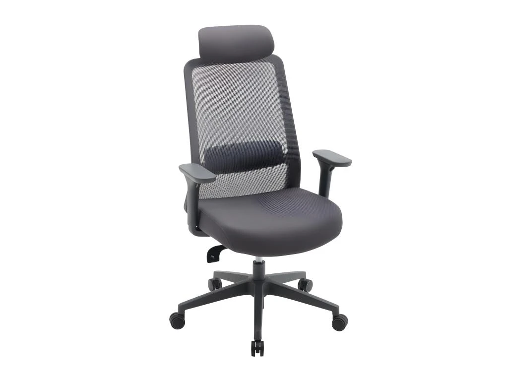 Fauteuil De Bureau Ergonomique Professionnel - Avec Têtière - Nylon Et Tissu - Gris - BANKANO – Image 3