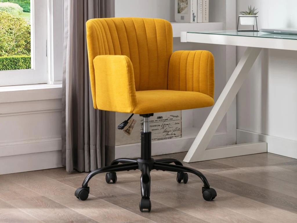 Chaise De Bureau - Tissu - Jaune - Hauteur Réglable - TOARA