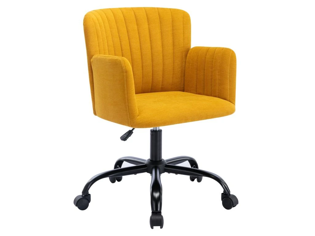 Chaise De Bureau - Tissu - Jaune - Hauteur Réglable - TOARA – Image 2