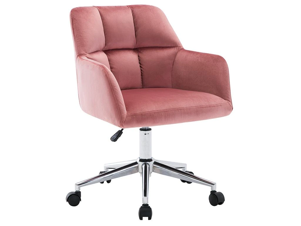 Chaise De Bureau - Velours - Rose - Hauteur Réglable - PEGA – Image 3