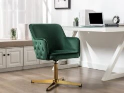 Chaise De Bureau - Velours - Vert - CAPULI