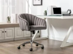Chaise De Bureau - Velours - Gris - Hauteur Réglable - TOSILI