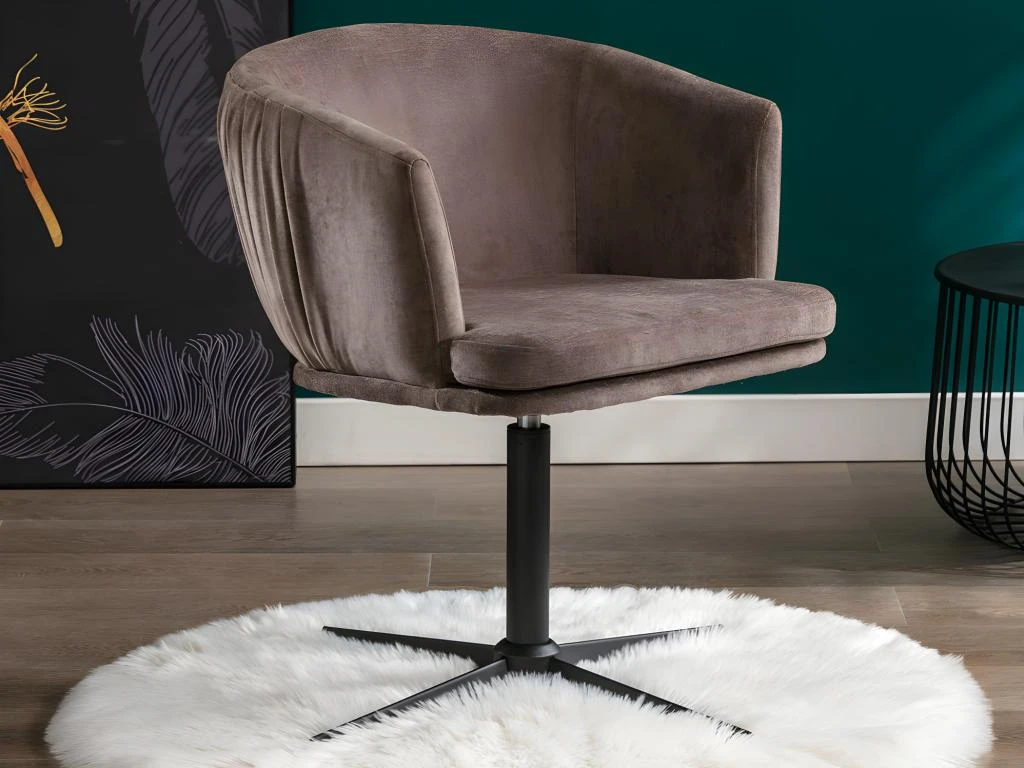 Chaise De Bureau - Tissu - Taupe - FAVIA – Image 2