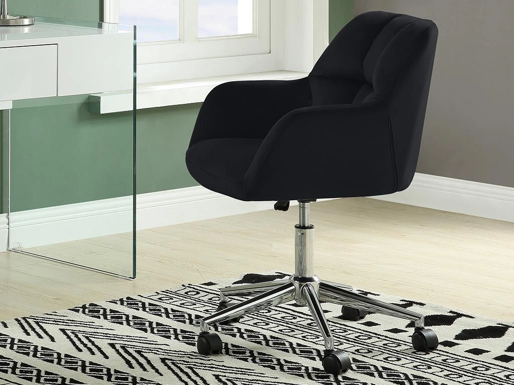 Chaise De Bureau - Velours - Noir - Hauteur Réglable - PEGA – Image 2