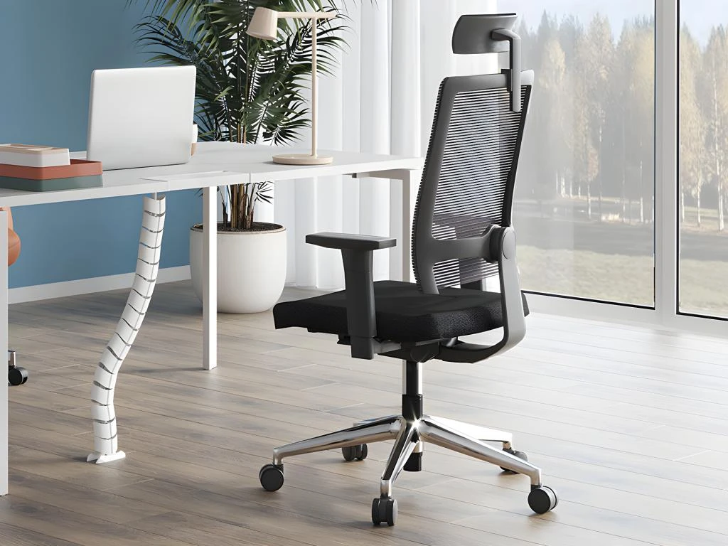 Fauteuil De Bureau Ergonomique Professionnel - Avec Têtière - Tissu - Noir - WALLSTREET – Image 5
