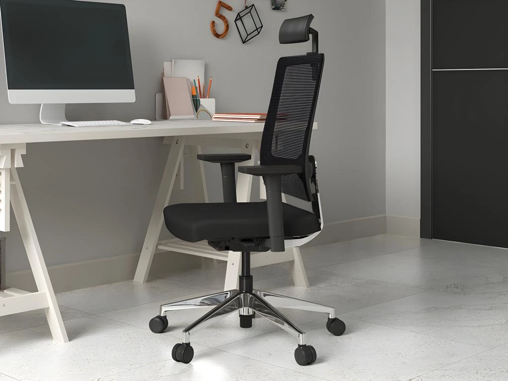 Fauteuil De Bureau Ergonomique Professionnel - Avec Têtière - Tissu - Noir - WALLSTREET – Image 4