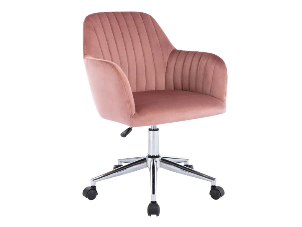 Chaise De Bureau - Velours - Rose - Hauteur Réglable - ELEANA – Image 3