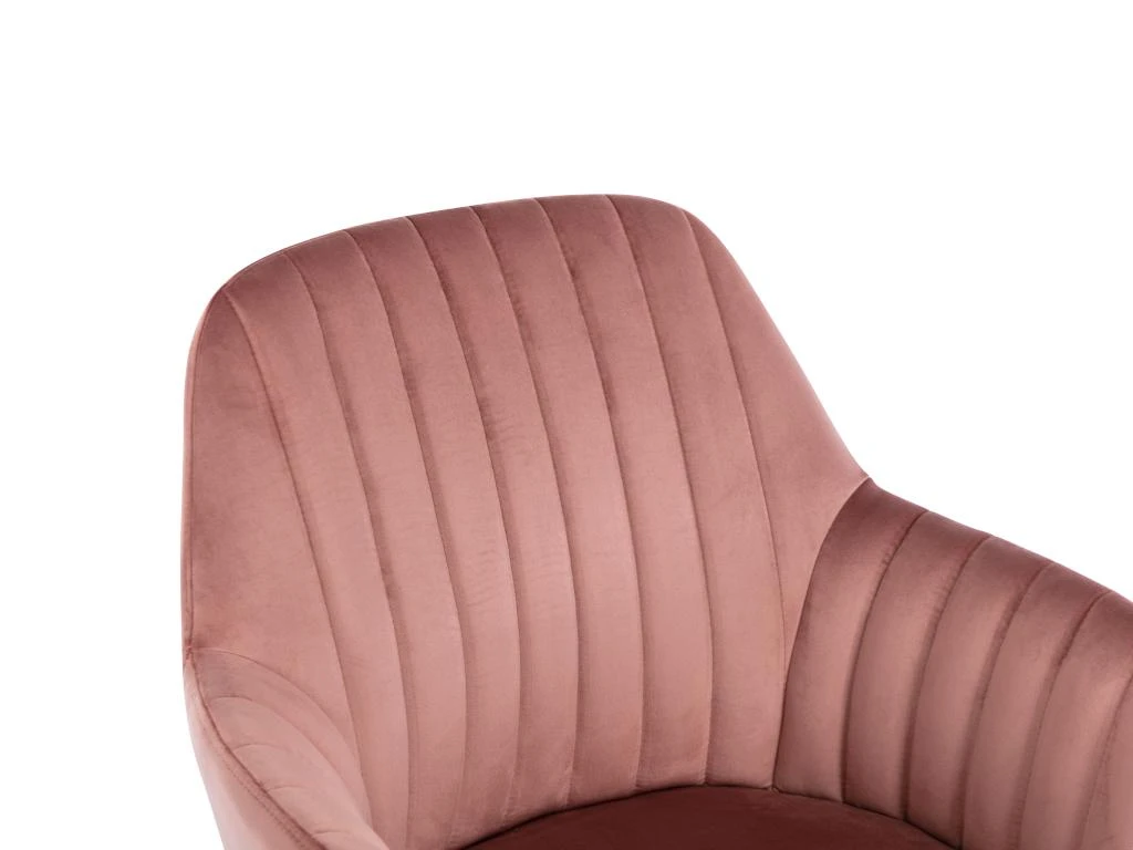 Chaise De Bureau - Velours - Rose - Hauteur Réglable - ELEANA – Image 7