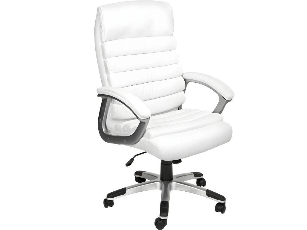 Fauteuil Chaise Siège De Direction Rembourrage Ondulé Blanc 08_0000372