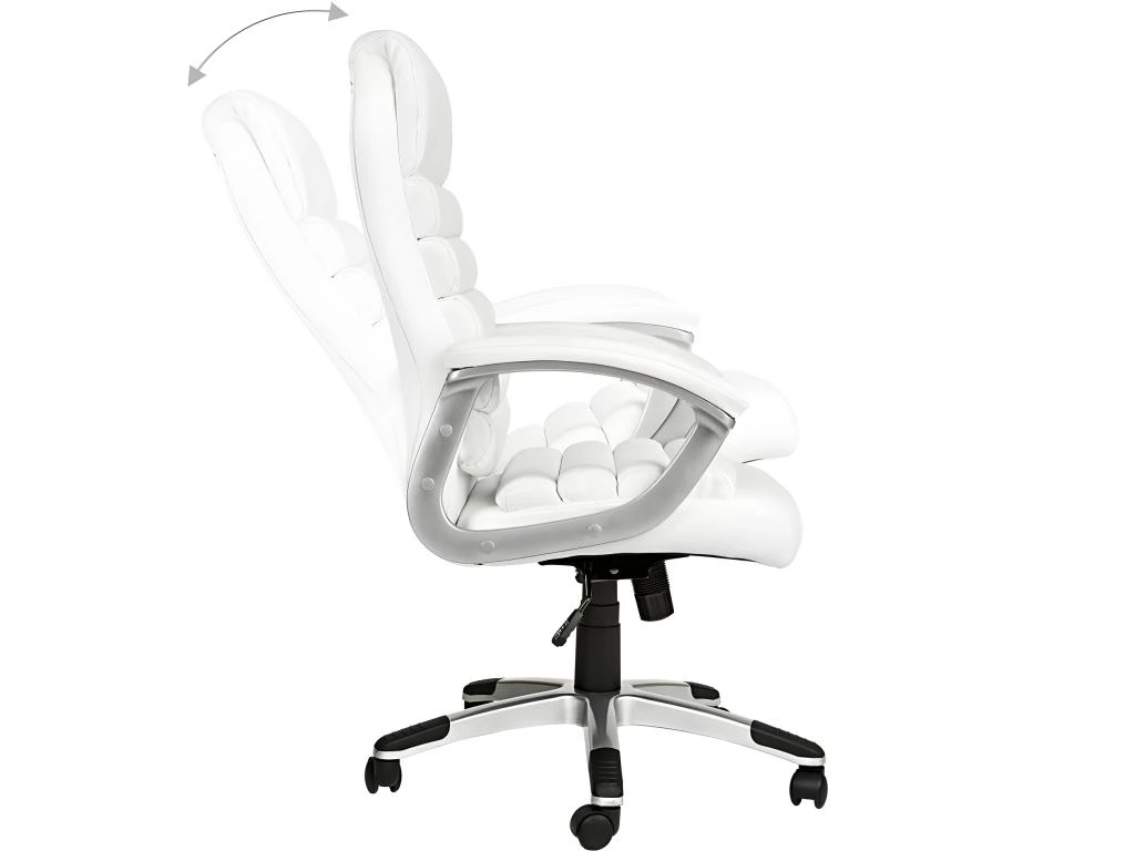 Fauteuil Chaise Siège De Direction Rembourrage Ondulé Blanc 08_0000372 – Image 5