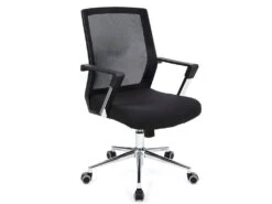 Fauteuil Chaise Siège De Bureau Pivotant Chaise Siège Hauteur Réglable Tissu Mesh Noir 12_0001416