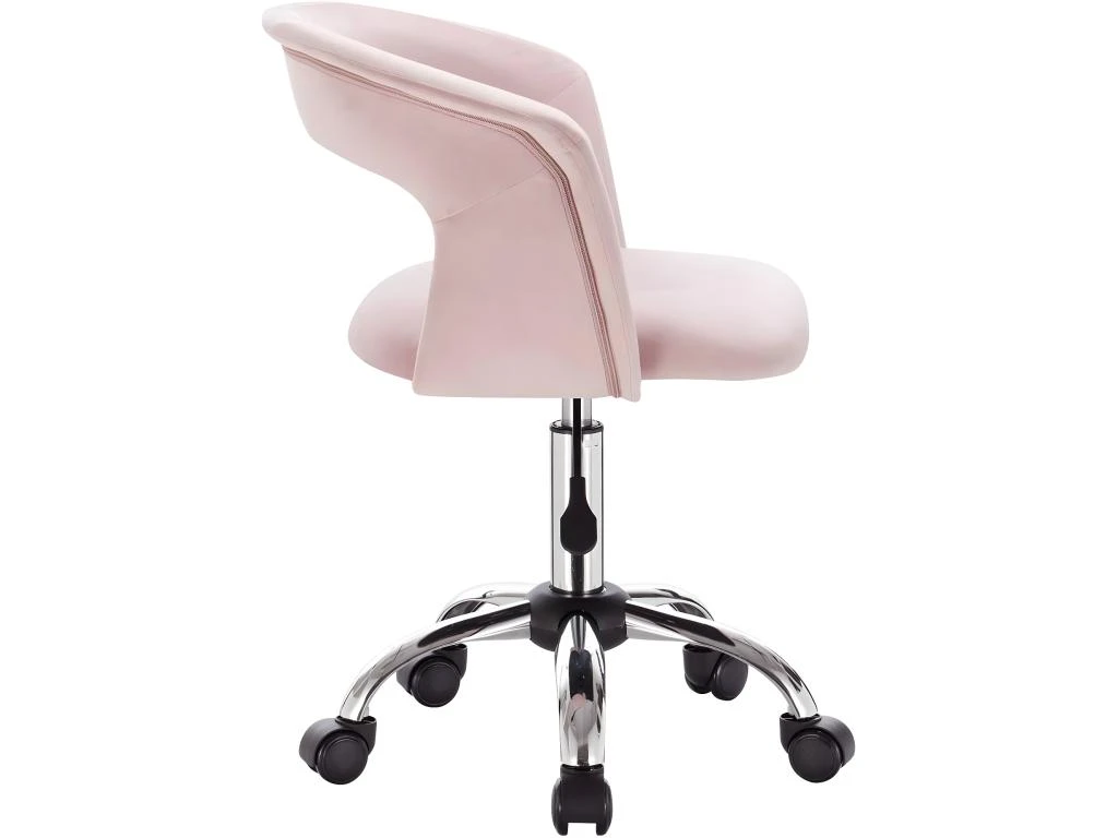 Chaise De Bureau Avec Accoudoirs En Velours Rose 19_0000145 – Image 3