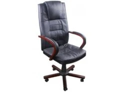 Fauteuil Chaise De Bureau Noir Bois Ergonomique Classique Luxe 0502010