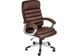 Fauteuil Chaise Siège De Direction Rembourrage Ondulé Marron 08_0000373