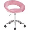 Fauteuil De Bureau Tabouret De Travail à Roulettes Réglables Velours Rose 19_0000107