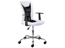 DEANA - Fauteuil De Bureau Sur Roulettes Blanc Et Noir