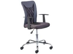 DEANA - Fauteuil De Bureau Sur Roulettes Gris Et Noir
