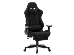 Fauteuil De Bureau Sport Chaise De Jeu Bureau Housse En Tissu Noir 19_0000371