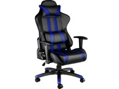 Fauteuil De Bureau Chaise Siège Sport Gamer Avec Coussin De Tête Et Lombaires Noir/bleu 08_0000358