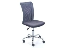 CLIDE - Chaise De Bureau Enfant Tissu Gris Et Pieds Chromés