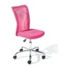 CLIDE - Chaise De Bureau Enfant Tissu Rose Et Pieds Chromés