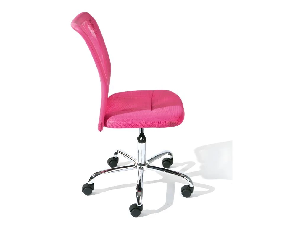 CLIDE - Chaise De Bureau Enfant Tissu Rose Et Pieds Chromés – Image 3