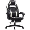 Fauteuil Gamer Chaise Gaming Siège De Bureau Réglable Avec Repose-pieds Télescopique Ergonomique Mécanisme Basculent Appui-tête Support Lombaire Charge 150 Kg Noir Et Blanc 12_0000398