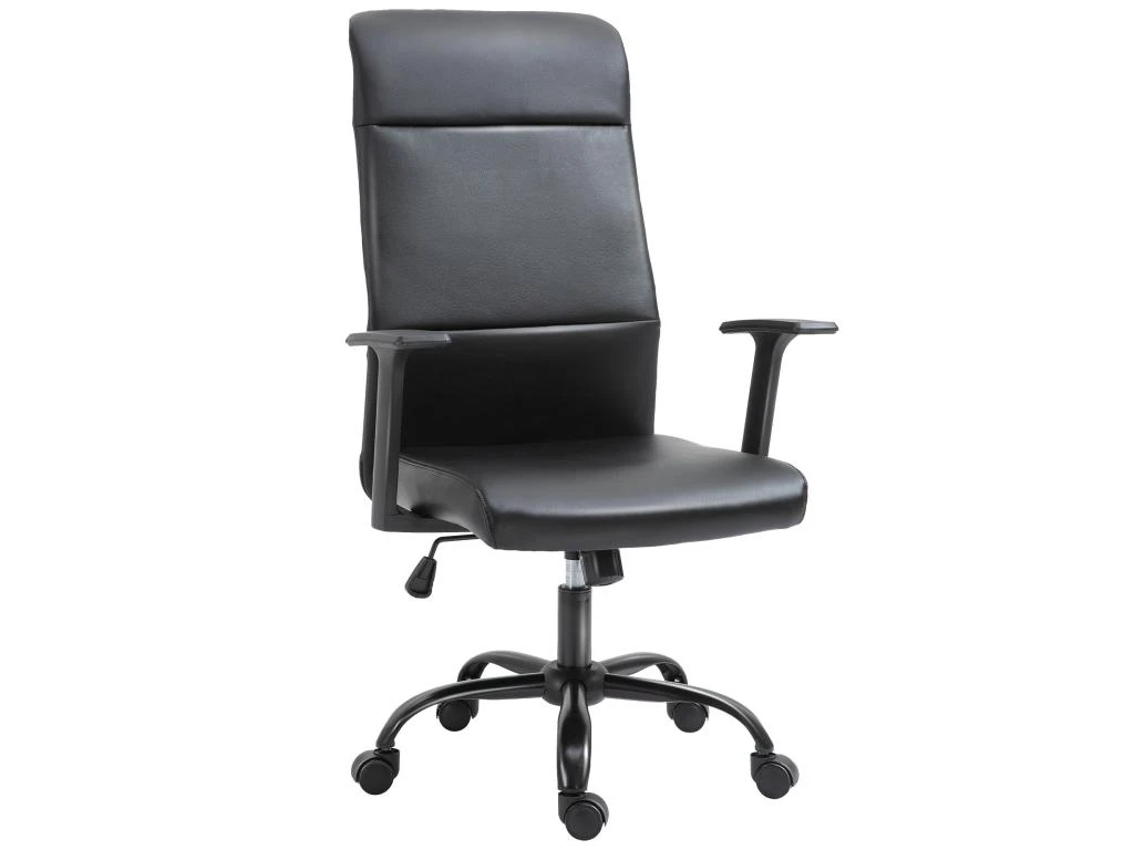 Vinsetto Fauteuil De Bureau Manager Ergonomique Pivotant 360° Hauteur Assise Réglable Revêtement Synthétique PU Noir – Image 2