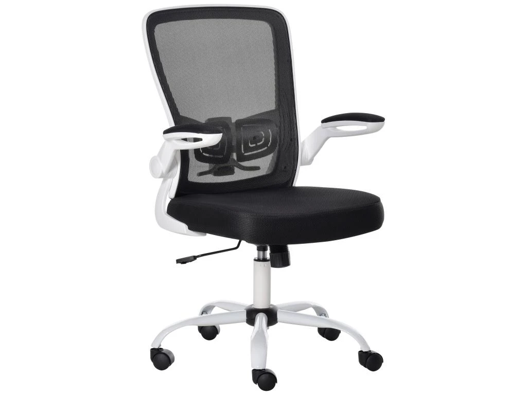 Vinsetto Chaise De Bureau Ergonomique Hauteur Réglable Pivotante 360° Accoudoirs Relevables Tissu Maille Bicolore Noir Blanc – Image 2